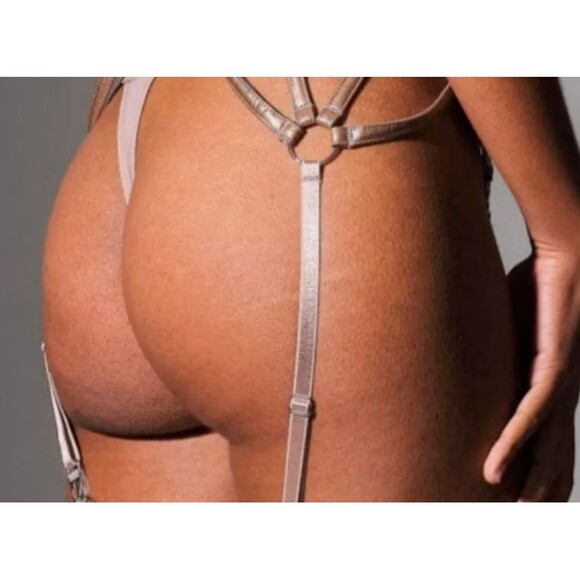 NEW Thistle and Spire Womens Large Bronze Garter Belt Lingerie Faux Leather - Picture 2 of 5